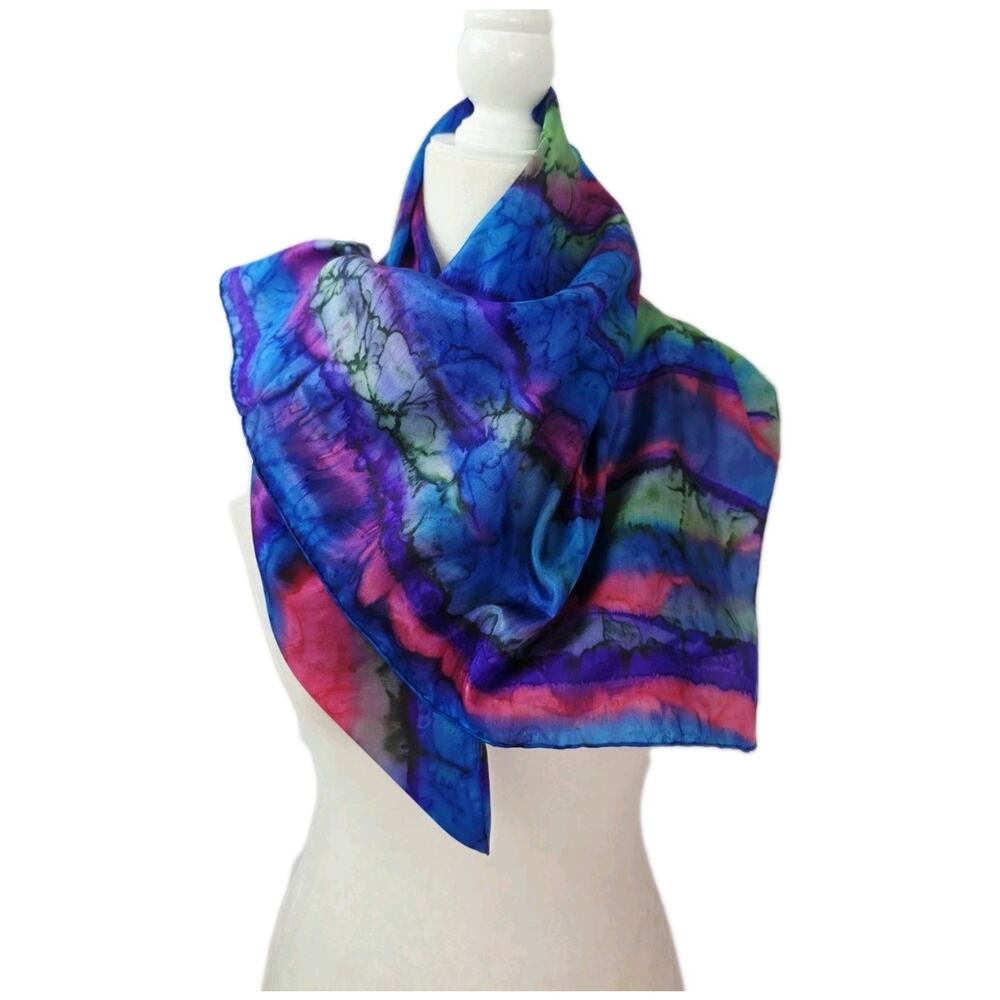 Artisan Hand Dyed Artist Made Multicolor Silk Scarf